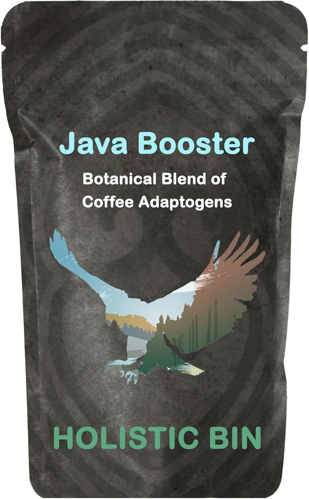 Holistic Bin Organic Mushroom Coffee Java Booster - Mountain Eagle ¦ Adaptogen Coffee Añadir en con Chaga Mushroom Powder, Shilajit Powder, " Cacao Nibs  durable Memory and Focus Supplements for Adults