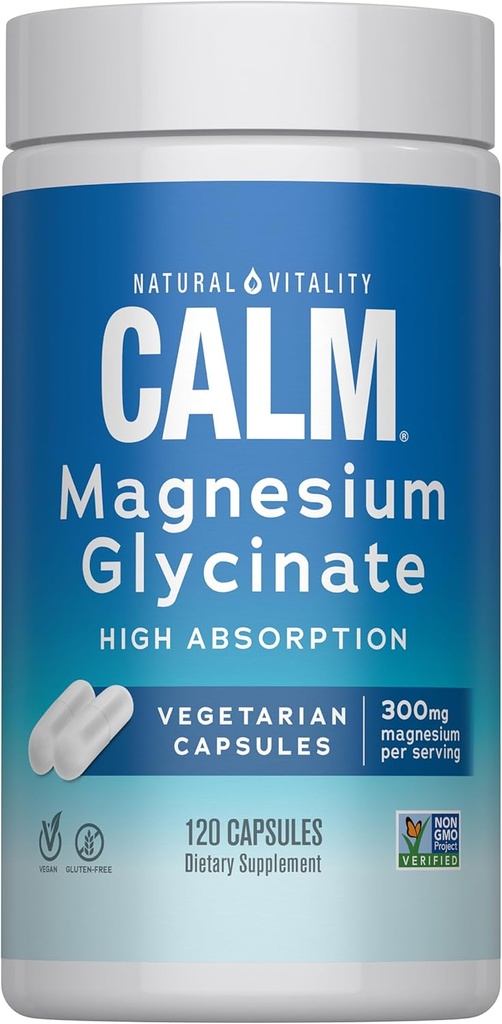 Magnesio calmante de la VITALIDAD NATURAL, 120 TC