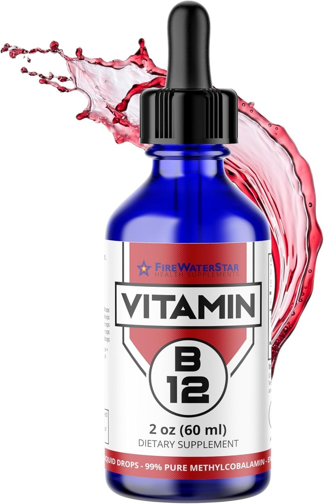 FWS Liquid B12 Drops Vitamina B12 Suplemento 5000 mcg Metilcobalamina Sublingual Orgánica No GMO Vegan Alta Absorción Metil B12 Apoyos de dosificación ajustables Aumento de la producción de energía