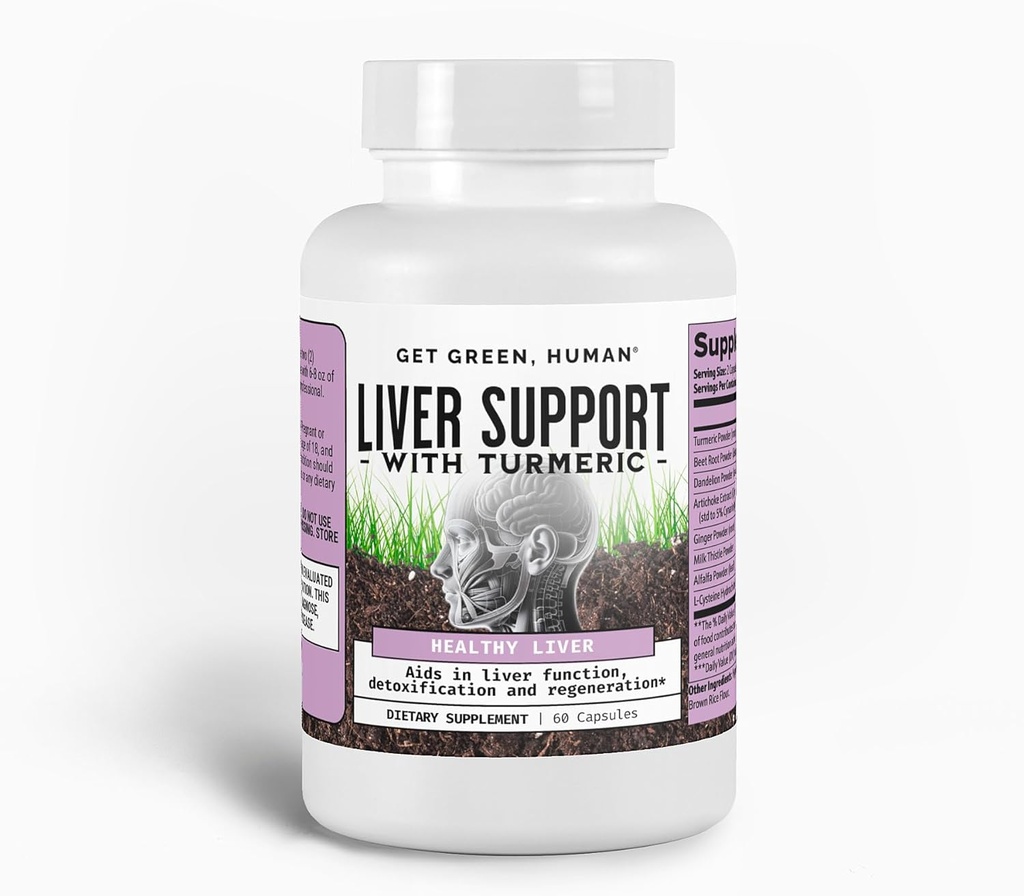 Liver Support Capsules w/Turmeric, Milk Thistle & Dandelion – Detox, Cleanse & Regenerate Liver Function – Daily Herbal Supplement w/Beetroot & Artichoke – 60 Capsules