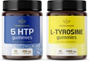HERBAMAMA L-Tyrosine and Brain Support Kit - Bundle of 200 mg 5-HTP & 1000 mg L-Tyrosine Gummies - Vegan, Non-GMO, Gelatin-Free - 2 Pack