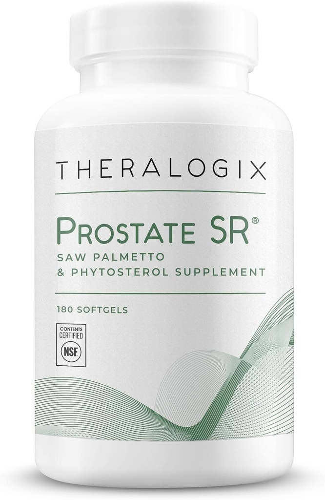 Theralogix Prostate SR Saw Palmetto &amp; Beta-Sitosterol Suplemento - Apoyos Función sana del tracto urinario en hombres* - suministro de 90 días - NSF certificado - 180 Softgels