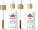 Rainbo Mushroom Bundle, Lion's Mane Mushroom Extracto + Chaga Mushroom Tintura, Doble Extracto Diaria de Mushroom Tinturas para el soporte integral de inmunológico, Vegan Liquid Mushroom Suplementos