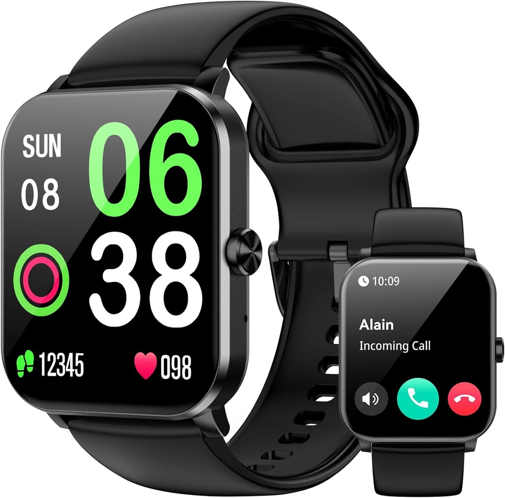 Smart Watch, Smartwatches para Hombre Mujer, 1.85" HD Fitness Tracker (Respuestas / Llamadas de juego), 120+ Sport Modes, Heart Rate/Sleep Monitor, IP68 Waterproof Fitness Watch, Smartwatch para Android iOS