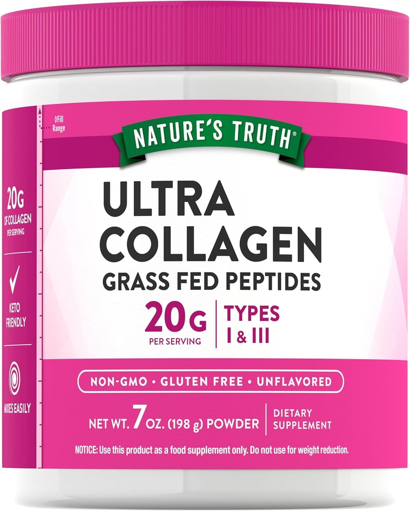 Verdad de la naturaleza Collagen Powder Silencio 7 oz Silencio Tipo I y III Silencio Desarrollado Silencio Grass Fed Peptides y Keto Friendly ← Non-GMO & Gluten Free Supplement