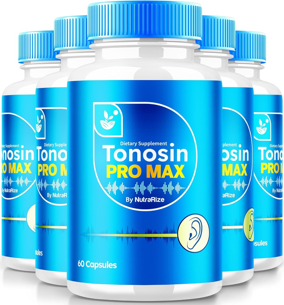 NutraRize (5 Pack) Tonosin Pro Max Capsules, Fórmula oficial de salud del oído, Suplemento totalmente natural para promover la salud del oído interno, soporte de atención premium, TonosinProMax Reseñas (300 cápsulas)