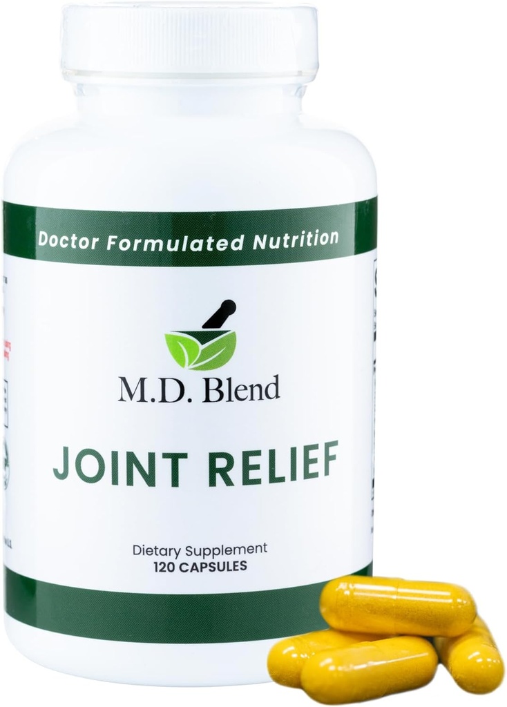 M.D. Joint - Expert Formulated Supplement - Knees, HIPS, Ankles Movement &amp; Mobility - Daily Wellness Blend - Collagen, Hydrolyzed, Glucosamine, BioPerine, Turmeric - 120 Capsules (Pack of 1)