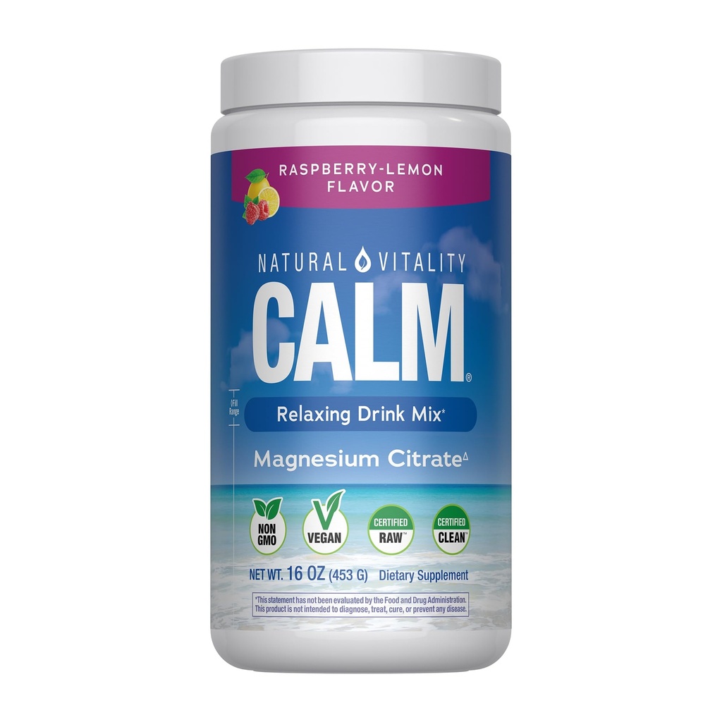 Natural Vitality Calm, Magnesium Citrate Suplemento, Anti-Stress Drink Mix Powder, Gluten Free, Vegan, " Non-GMO, Raspberry Lemon, 16 oz