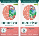 NEURIVA Original Brain Supplement for Memory, Focus " Concentration + Learning " Accuracy with Clinically Tested Nootropics Phosphatidylserine and Neurofactor, Caffeine Free, 30 Capsules (2 Pack)