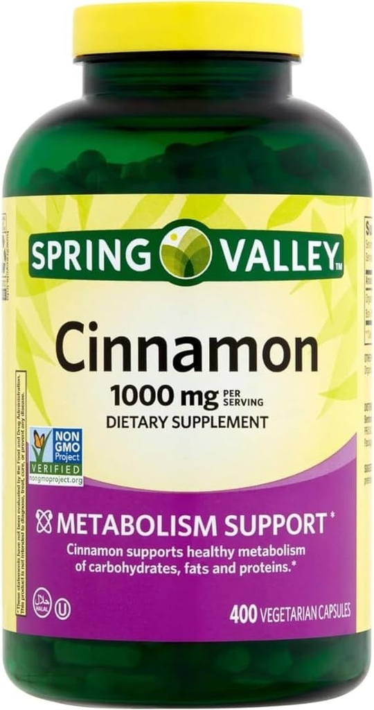 Suplemento dietético del valle de primavera, 1000 mg, 400 cápsulas vegetarianas - Metabolismo Apoyo. Incluye pegatina.