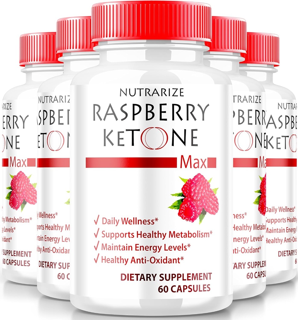 (5 Pack) Raspberry Ketone Capsules, oficial Raspberry Ketone para la pérdida de peso, All-Natural Keto Fórmula para desbloquear sus objetivos de cuerpo y fitness, RaspberryKetone 1200MG Suplemento, Comentarios (300 cápsulas)