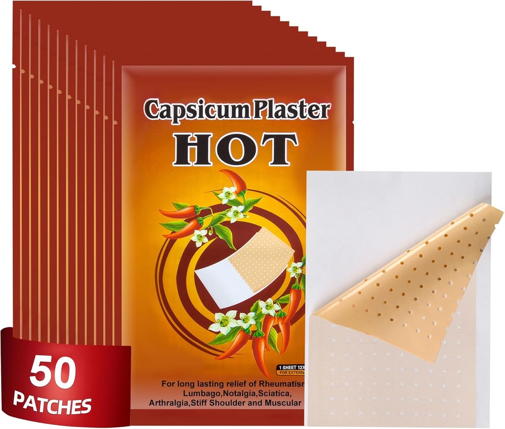 Patches de Capsaicina,4.72"x7.08" Patch de Capsicum Caliente (50)