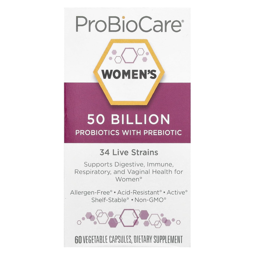 Probiótico para las mujeres - Con 50 millones de UF para la eficacia máxima - apoya la salud digestiva, promueve el bienestar vaginal y mejora la función de inmunológico (60 cápsulas vegetales)