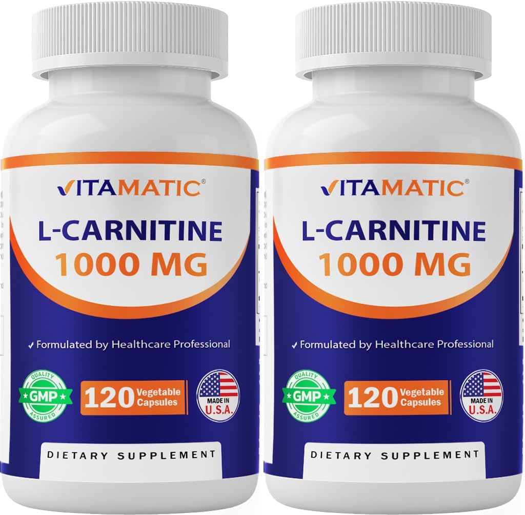 Vitamatic L-Carnitine Fumarate 1000 mg - 120 cápsulas vegetales (2 botellas)