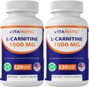 Vitamatic L-Carnitine Fumarate 1000 mg - 120 cápsulas vegetales (2 botellas)