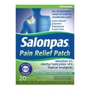 Salonpas Pain Relief Patch, 20 Count (Pack of 1), Up to 12 Hours Temporary Relief of Mild to Moderate Pain, Backache, Sore Muscle, Sprains, Bruises