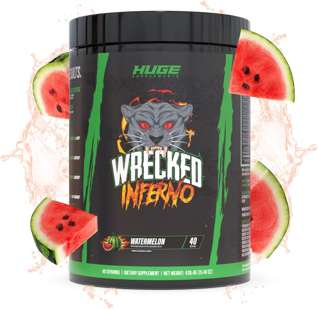 Wrecked Inferno - Thermogenic Pre Workout For Men &amp; Women, Increase Energy, Boost Thermogenesis " Metabolism, Enhance Exercise Performance - Contiene L-Citrulline, L-Carnitine, Beta-Alanine " Más