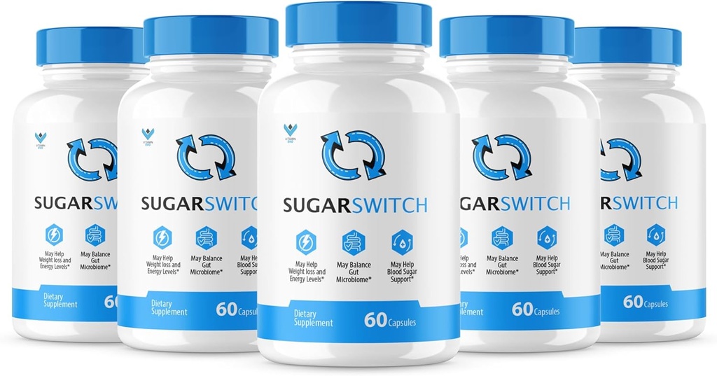(5 PACK) SugarSwitch Capsules, Sugar Switch Pills, All-Natural Blood Formula for Healthy Levels, Sugar Switch 24 Supplement, SugarSwitch 2 Pectin Reviews (300 capsules) 5 Month Supply