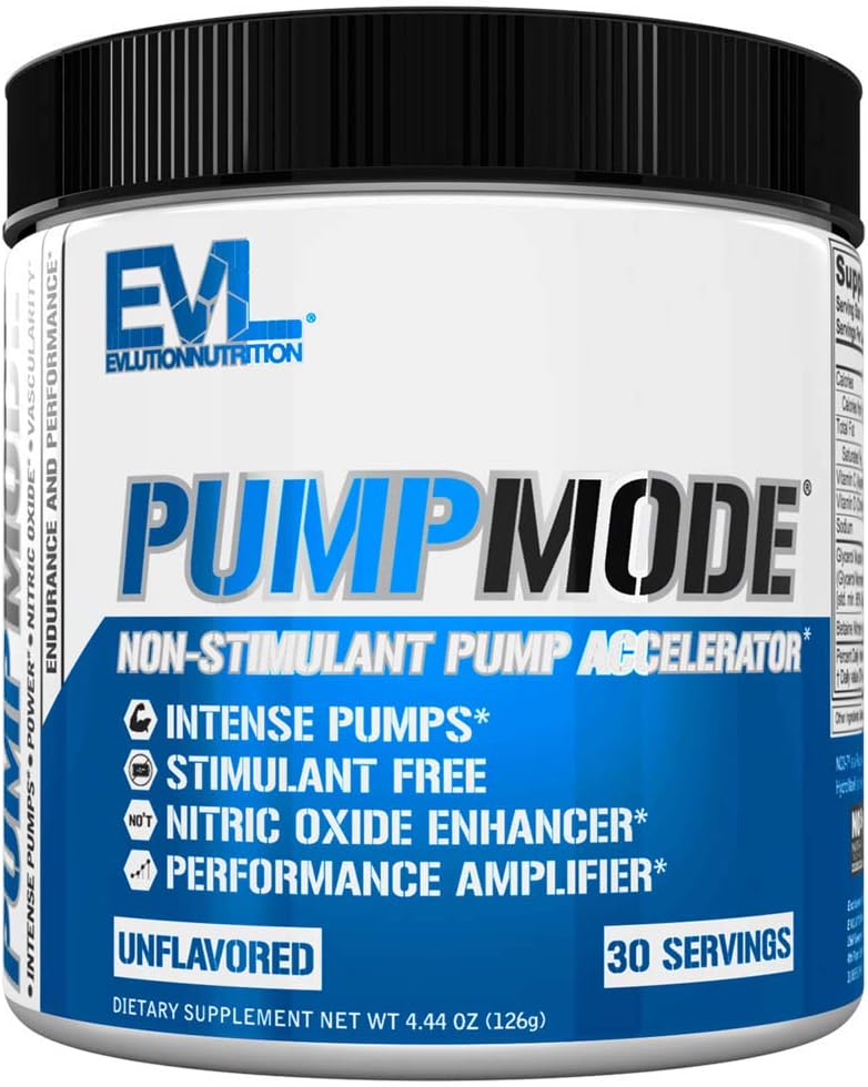 Bomba de EVLMode Nitric Oxide Suplemento - Bomba de Booster Nitric Oxide Pre Workout Polvo con glicerol y betaine para el crecimiento y resistencia de la recuperación muscular - Estim Free Pre Workout Drink (Unflavored)