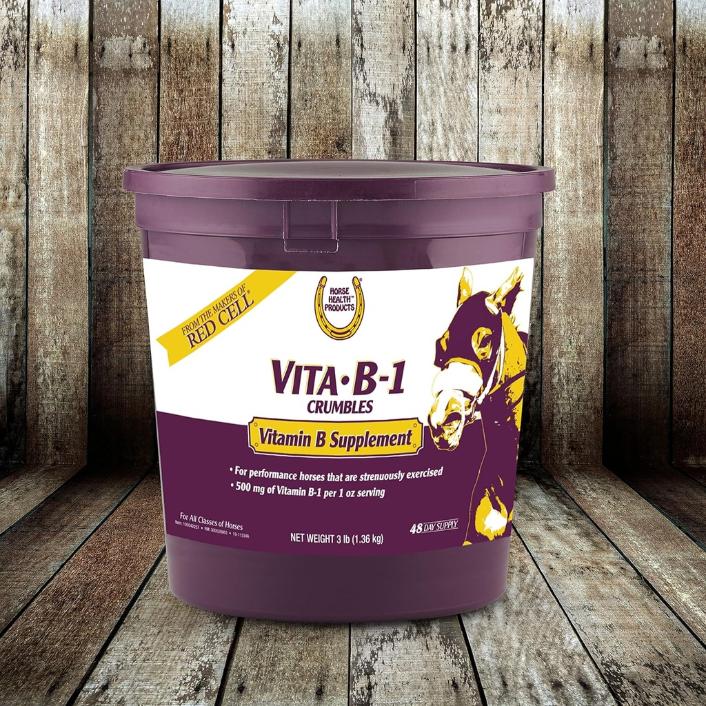 Farnam Horse Health Vita B-1 Crumbles Suplemento para Caballos, soporta la actividad muscular óptima y el metabolismo para el rendimiento, 3 libras, 48 días de suministro