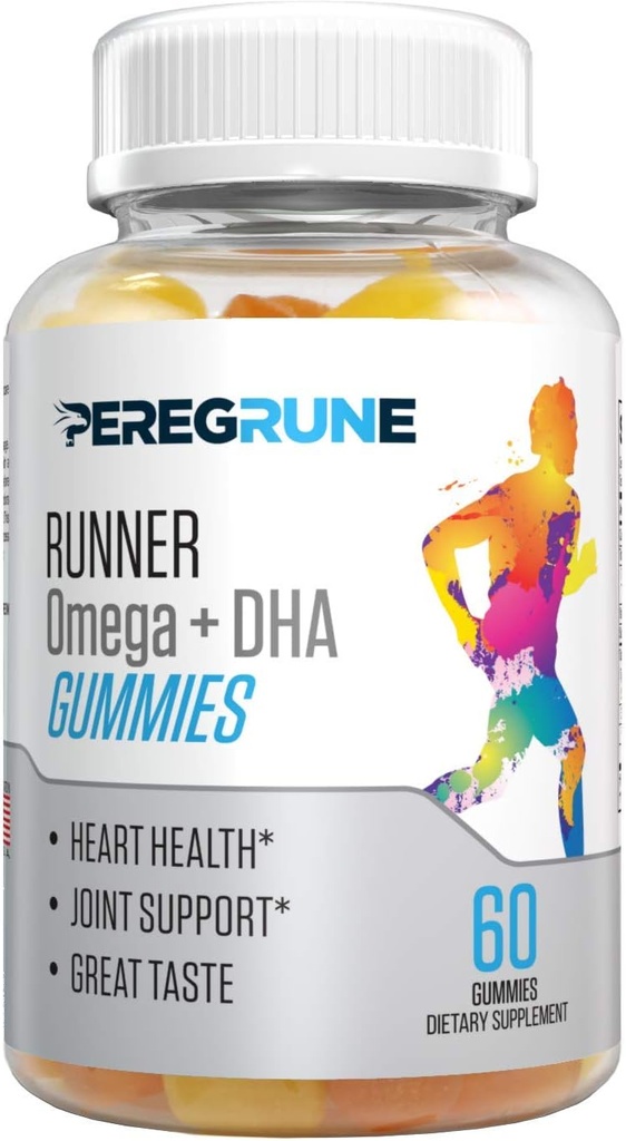 Runner Omega 3, 6, y 9 Gummies Plus DHA - Suplementos de Correción Diaria - 50% menos azúcar - corazón &amp; conjunto de salud Gummy para atletas – GMP certificado