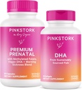 Pink Stork Premium Prenatal Duo: Premium Prenatal Vitamin + DHA, Prenatal Probiotics for Women, Omega 3 + Fish Oil, Prenatal Vitamina con DHA y Folic Acid, Women-Owned