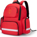 Trunab First Responder Bag Trauma Backpack Empty, Medical Emergency Kits Storage Jump Pack for EMT, EMS, Police, Firefighters, Safety Officers - Patented Design Red