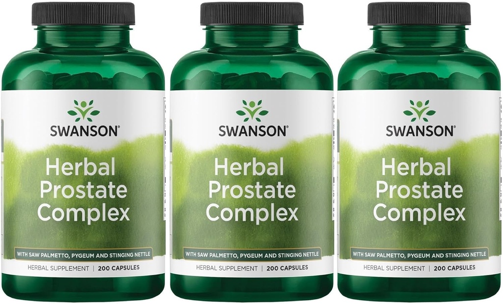 Complejo de Prostata Herbal Swanson - Suplemento de Hombre - Características Pygeum, Saw Palmetto & Stinging Nettle - (200 cápsulas) (3 Pack)