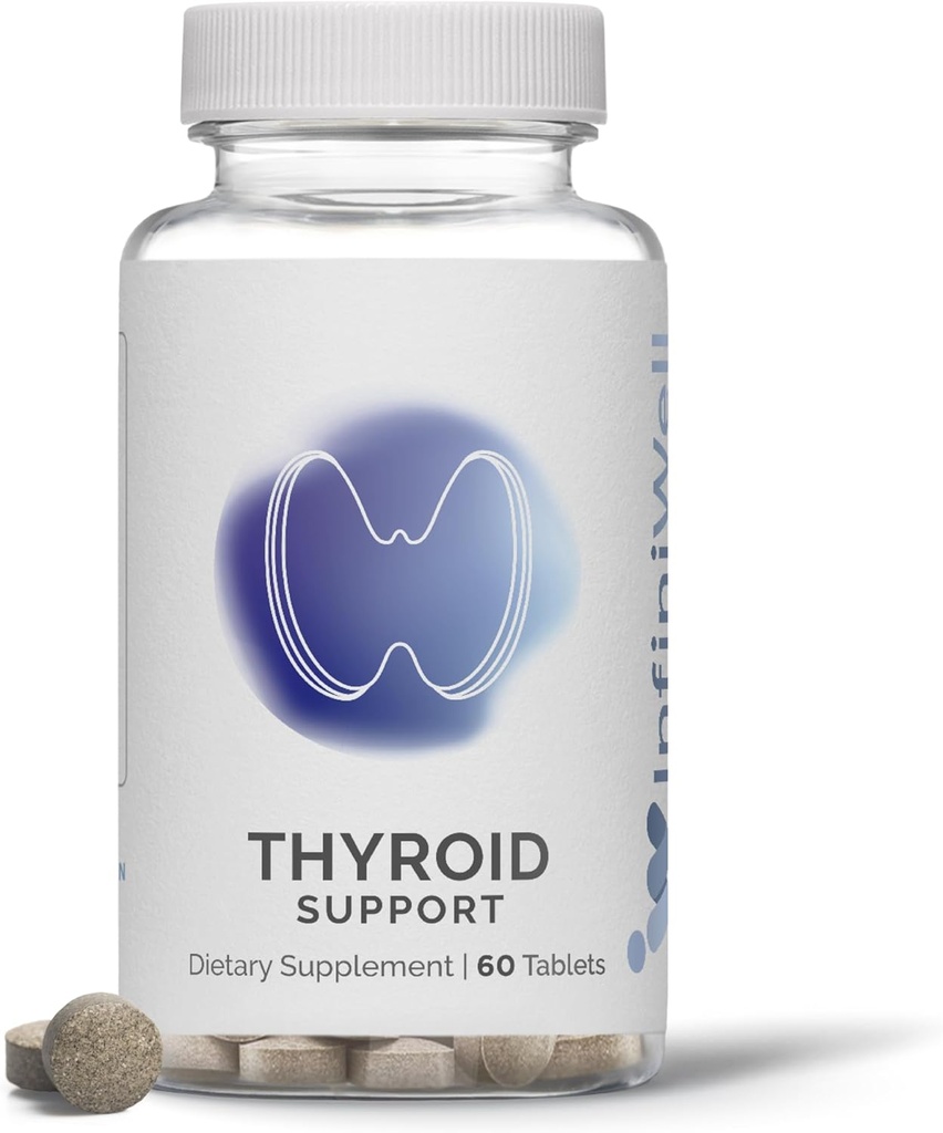 Complejo de soporte para tiroides InfiniWell - Suplemento de tiroides dirigida - Promover la señalización hormonal, la salud metabólica y la producción de energía mitocondrial - con yodo, selenio &amp; más (60 Tablets)