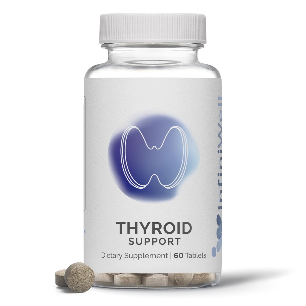 InfiniWell Thyroid Support Complex - Targeted Thyroid Supplement - Promote Hormone Signaling, Metabolic Health & Mitochondrial Energy Production - with Iodine, Selenium & More (60 Tablets)