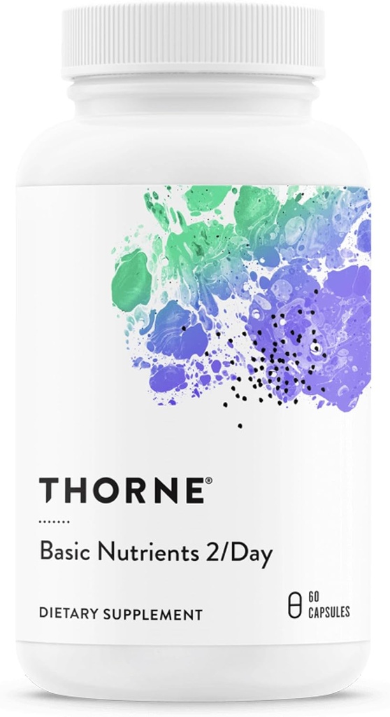 THORNE - Nutrientes Básicos 2/Día - Multivitamínico diario completo con biodisponibilidad óptima - Vitamina &amp; Mineral Fórmula - Gluten, lácteo &amp; libre de soja - 60 cápsulas - 30 piezas