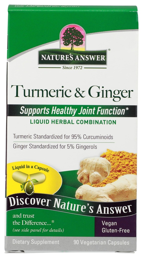 Nature's Answer Turmeric and Ginger Capsules 90 Count | Joint Support | Gluten-Free | Vegan | Single Count