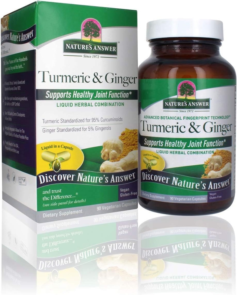 Respuesta de la naturaleza Turmeric y jengibre Capsules 90 Conde ← Apoyo Conjunto Silencioso libre de gluten Vegan