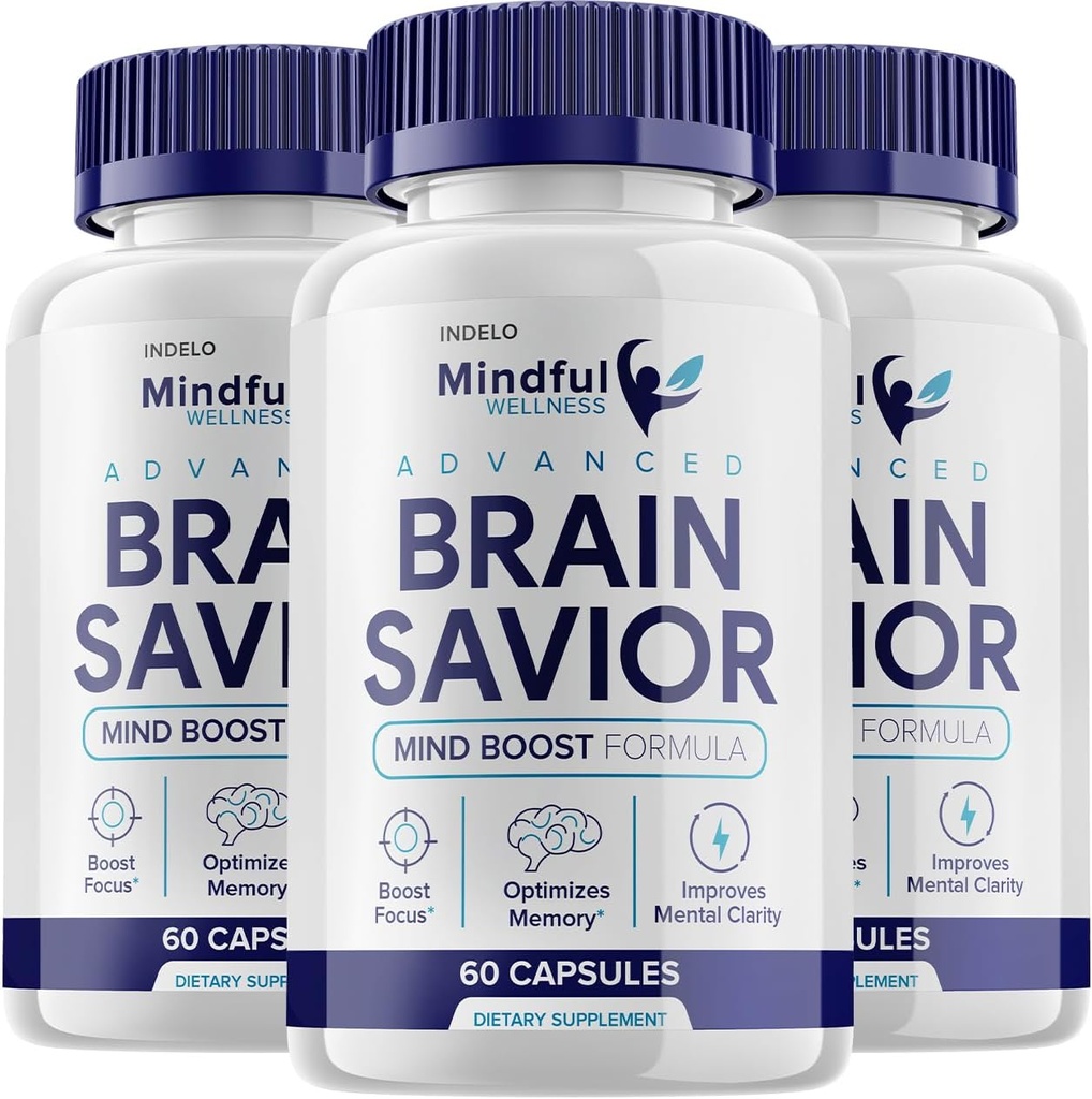 (3 Pack) Mindful Wellness Advanced Brain Salvador Capsules Pills, Brain Salvador Mind Boost Suplemento para la Cognición y el Enfoque, Reseñas del cerebro, Mindful Wellness Brain Pill Suplemento (180 cápsulas)