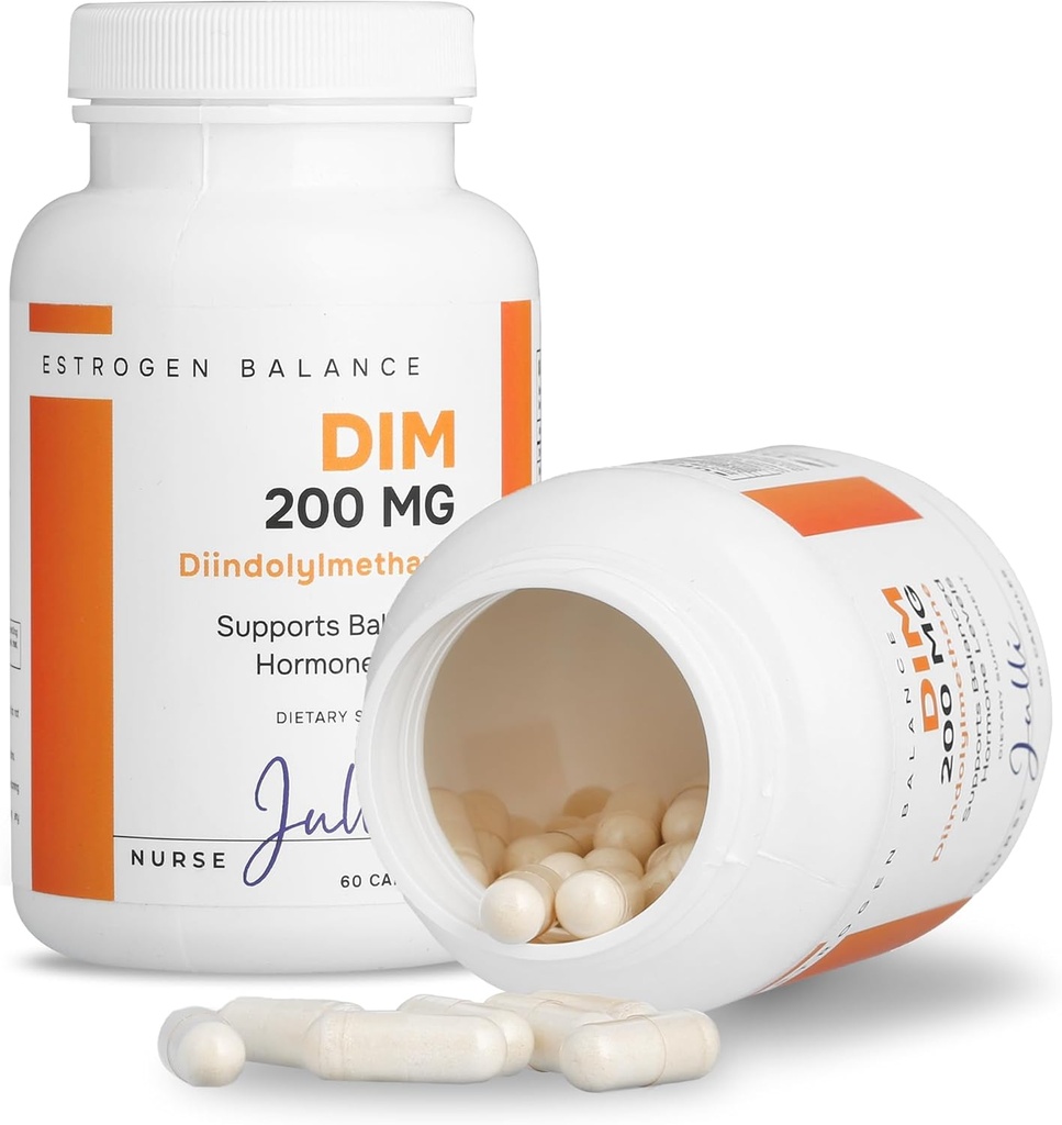 DIM Estrógeno Suplemento para Mujeres - Saldo hormonal &amp; Armonía Soporte para la menopausia, PCOS &amp; Acné hormonal con propiedades antioxidantes - 200 Mg, 60 Conde (Pack of 1)