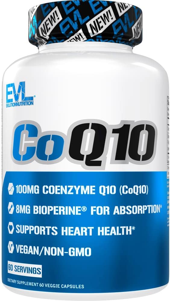 EVL High Absorption CoQ10 100mg - Advanced Antioxidant Coenzyme Q10 Supplement for Health Brain Support Energy Production and Healthy Aging - CoQ10 with Bioperine Health Supplement