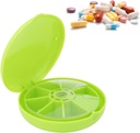 Container 7 Day Pills, Seven Grids Pills Box Organizers Round 7 Compartments Travel Box for Home Travel Pills Case Medication Aids Tool Daily Week Reminder Case(Green)