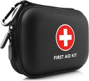 Mini First Aid Kit, 100 piezas Water-Resistant Hard Shell Small Case - Perfect for Travel, Outdoor, Home, Office, Camping, Hiking, Car (Black)