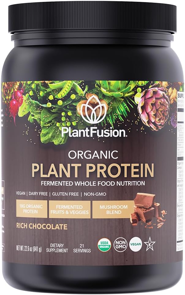 SOTRU Pólvora orgánica de proteínas veganas - Pólvora de proteínas de base vegetal con superalimentos verdes, enzimas y probióticos - USDA Certified Organic, Non-GMO, Gluten-Free - Chocolate 18.5 oz, 21 Servings