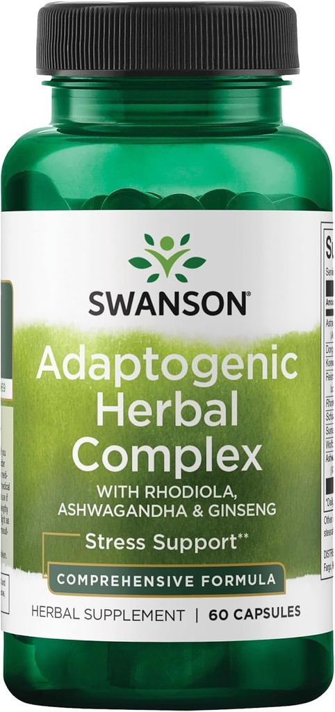 Swanson Rhodiola Ashwagandha Ginseng Complex Energy Immune Function Nervous System Stress Support Adaptogen Herb Suplemento 60 cápsulas