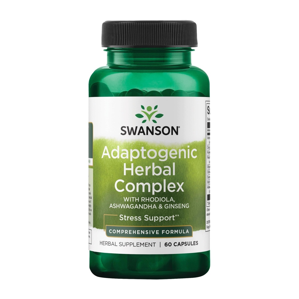 Swanson Rhodiola Ashwagandha Ginseng Complex Energy Immune Function Nervous System Stress Support Adaptogen Herb Supplement 60 Capsules