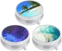 3 Pack Pill Box, Small Pill Case for Purse & Pocket, Cute Travel Medicine Organizer, Portable Medicine Container Holder to Hold Vitamins, Medication, Fish Oil &amp; Supplement, Beach & Galaxy