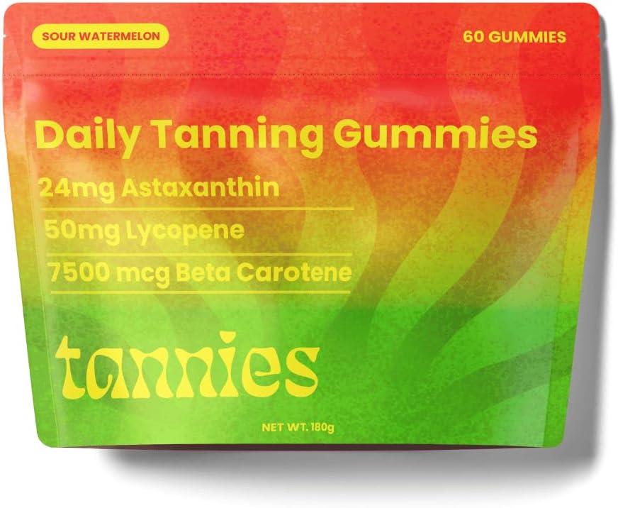 Tanning Gummies ← suplemento natural de bronceado con Astaxanthin, Lycopene " Beta Carotene " Vegan, Non-GMO ¦ Boost Melanin for Radiant Skin  30-Day Supply for Skin Health " Glow