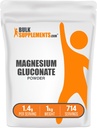 BulkSupplements.com Pólvora de Gluconato de Magnesio - Suplemento de Magnesio, Mineral Esencial - Sin sabor, 1.4g por ser, 1kg (2,2 libras) (Pack de 1)