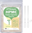 Tamaño 1 Vacío Cápsula Vegana con 2 Micro Cápsulas - 100 Cápsulas Vegetarianas - Cápsulas vacías para suplementos de polvo