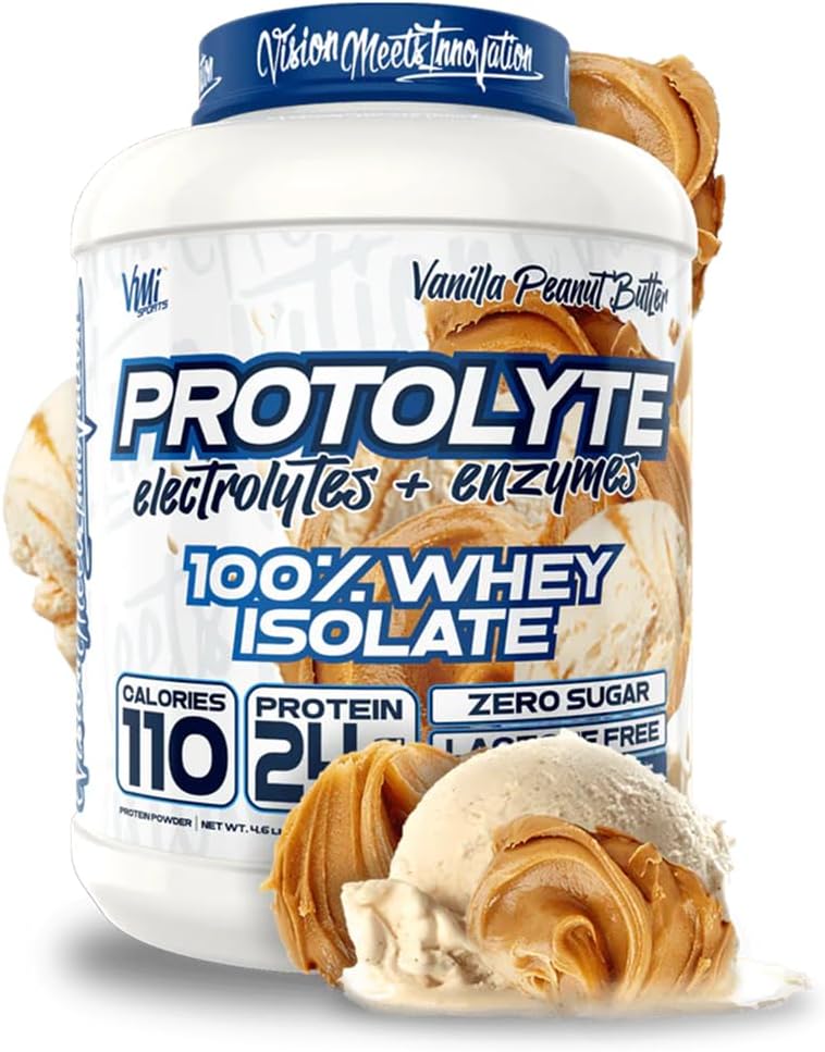 VMI Sports  ProtoLyte Whey Isolate Protein Powder ← Baja Calorie Whey for Weight Loss and Muscle Gain ← Enzymes Digestive ← Non-GMO (4.6 lb, Vanilla Peanut Butter)
