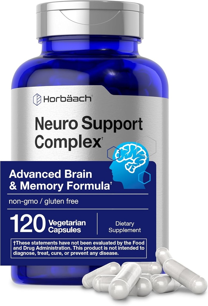 Horbäach Brain Supplement  120 Capsules Silencio con Phosphatidylserine > DMAE Silencio Advanced Formula for Memory, Focus, Clarity ← Vegetarian &amp; Gluten Free ← Neuro Support