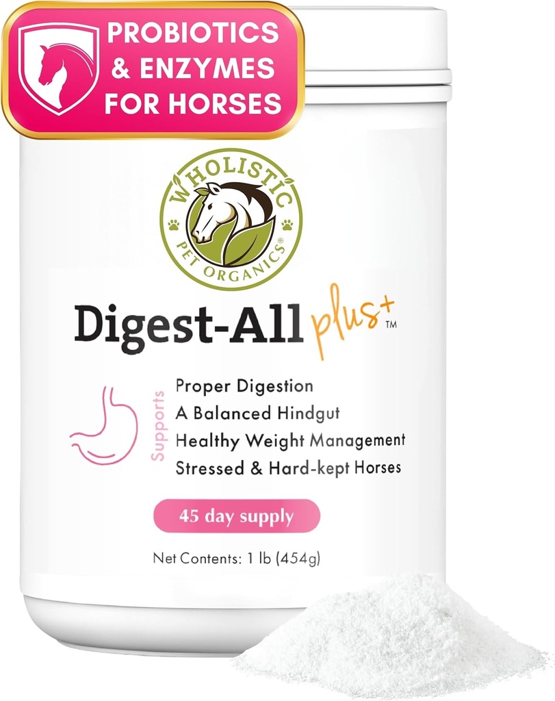 Probióticos de Caballo - 1 Lb - Probióticos Equinos y Prebióticos con Enzimas Digestivos - Suplementos Digestivos Equinos para Gas, Estreñimiento y Salud Gut
