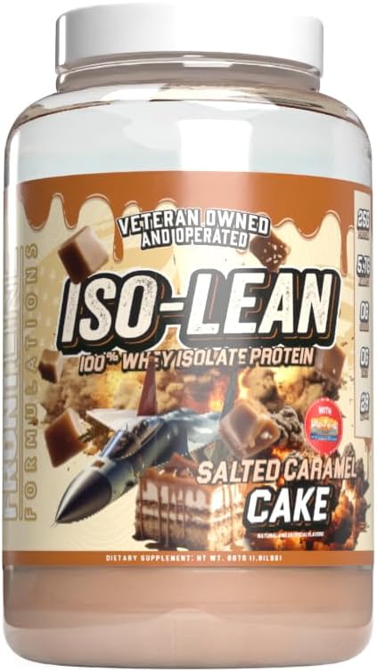 Isolean, 100% Whey Protein Isolate, Fast Absorption, Iso Lean, Low Sugar, Maximize Recovery, 25 Grams Por Serving, Veteren Owned and Operated (28 Servings, Salted Caramel Cake)