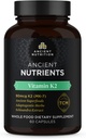 Nutrición antigua Suplemento K2, K2-90mcg K2, Herbs Adaptogénicos, Enzyme Activado, Admite Función Cardiovascular, Paleo & Keto Friendly, 60 cápsulas